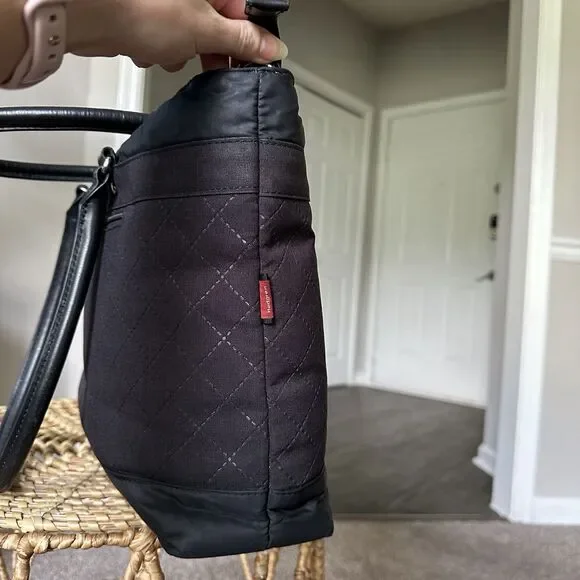 Hedgren Stella Laptop Tote Bag Diamond Quilted Carry On Purse In Black - Picture 6 of 12